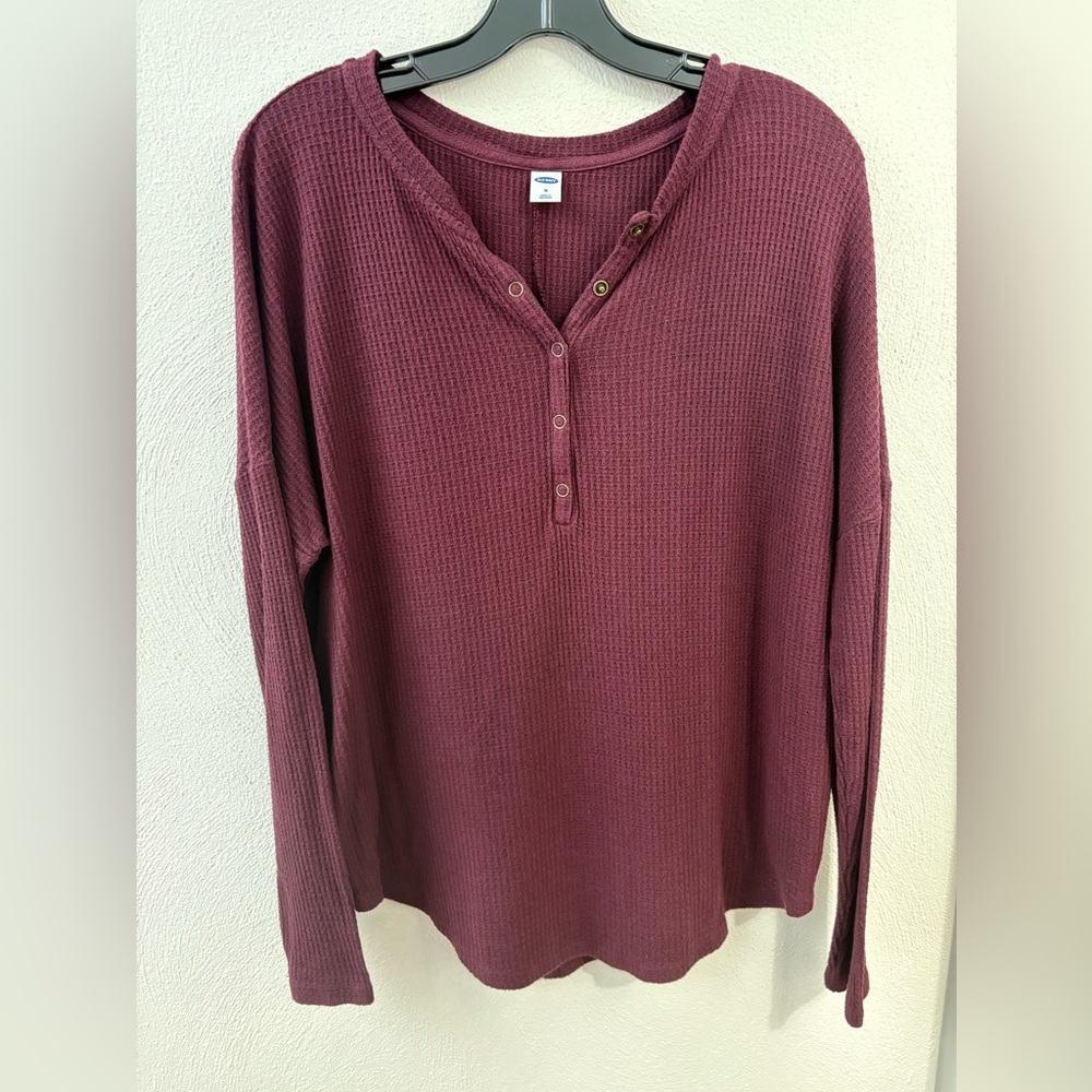 Old Navy Maroon Long Sleeve Henley